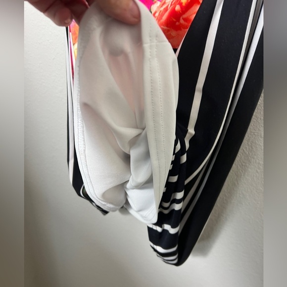 EUC Joseph Ribkoff Dress Multicolor Floral Striped Ruched Side Size 8 - Picture 10 of 11